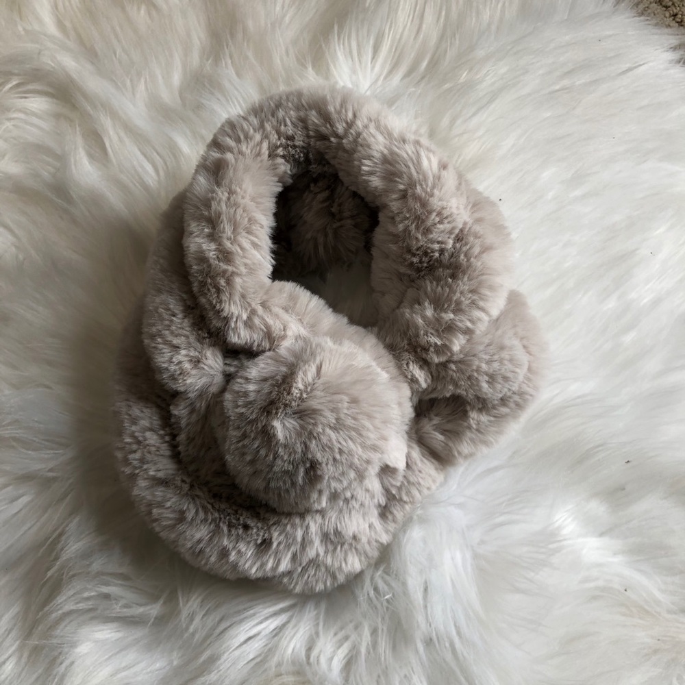 Faux Rabbit Fur Scarf Wrap Collar Shawl Shrug gray